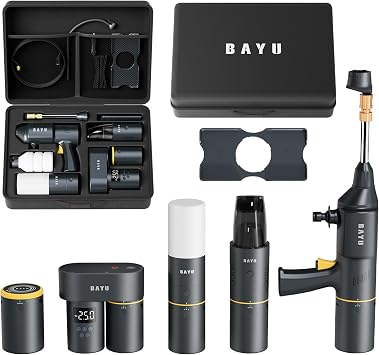 BAYU 6-in-1 Cordless Power Washer Gun Kit with Foam Bottle, Include Vacuum Cleaner 19000KPA, Car Tire Inflator, Power Bank 19200mAh, Flashlight with Lightshade, Cellphone stend 6Pcs