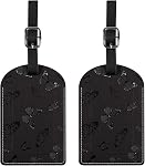 2 Pack Luggage Tag Luggage Tags PU Leather Suitcase Tags Aesthetic Cute Travel Bag Labels for Women Girls-Black Butterfly