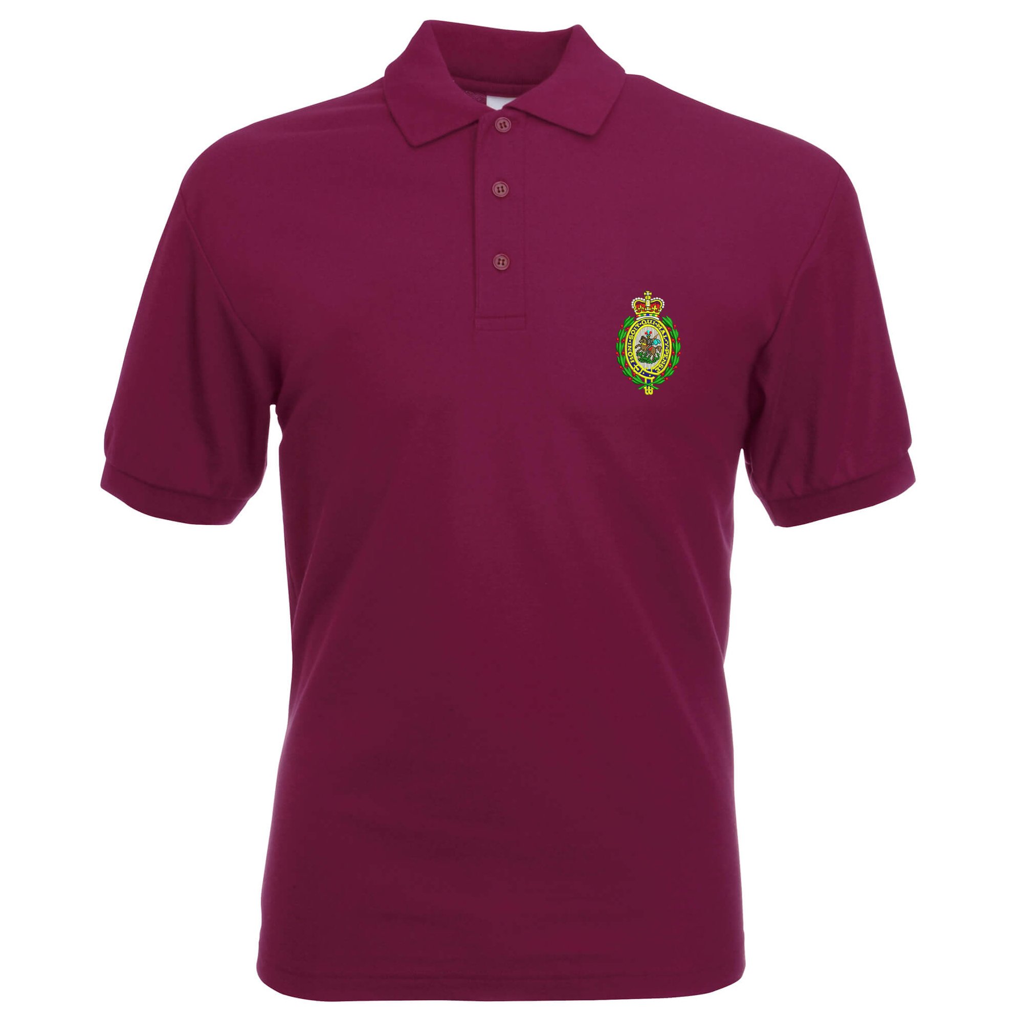Pineapple Joe's Men's Burgundy Royal Regit Of Fusiliers Embroidered Polo - X Large
