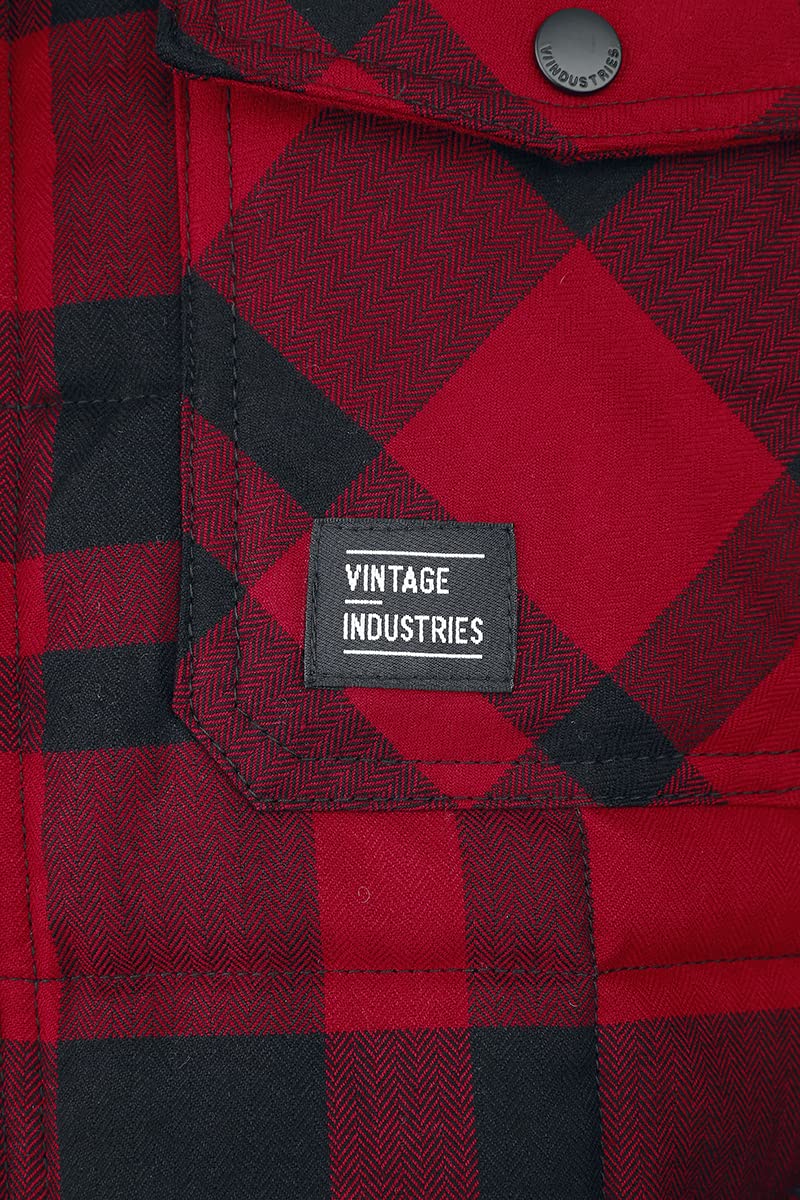 Vintage Industries Square Padded Shirt m?ska koszula flanelowa czerwona Basics, Streetwear, czerwony, XXL