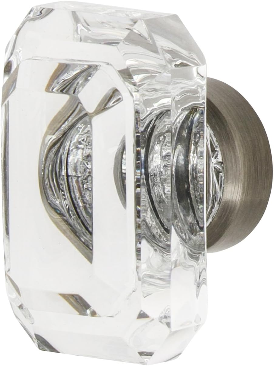 Nostalgic Warehouse 750025 Baguette Cut Clear Crystal Cabinet Knob, 1-9/16", Antique Brass