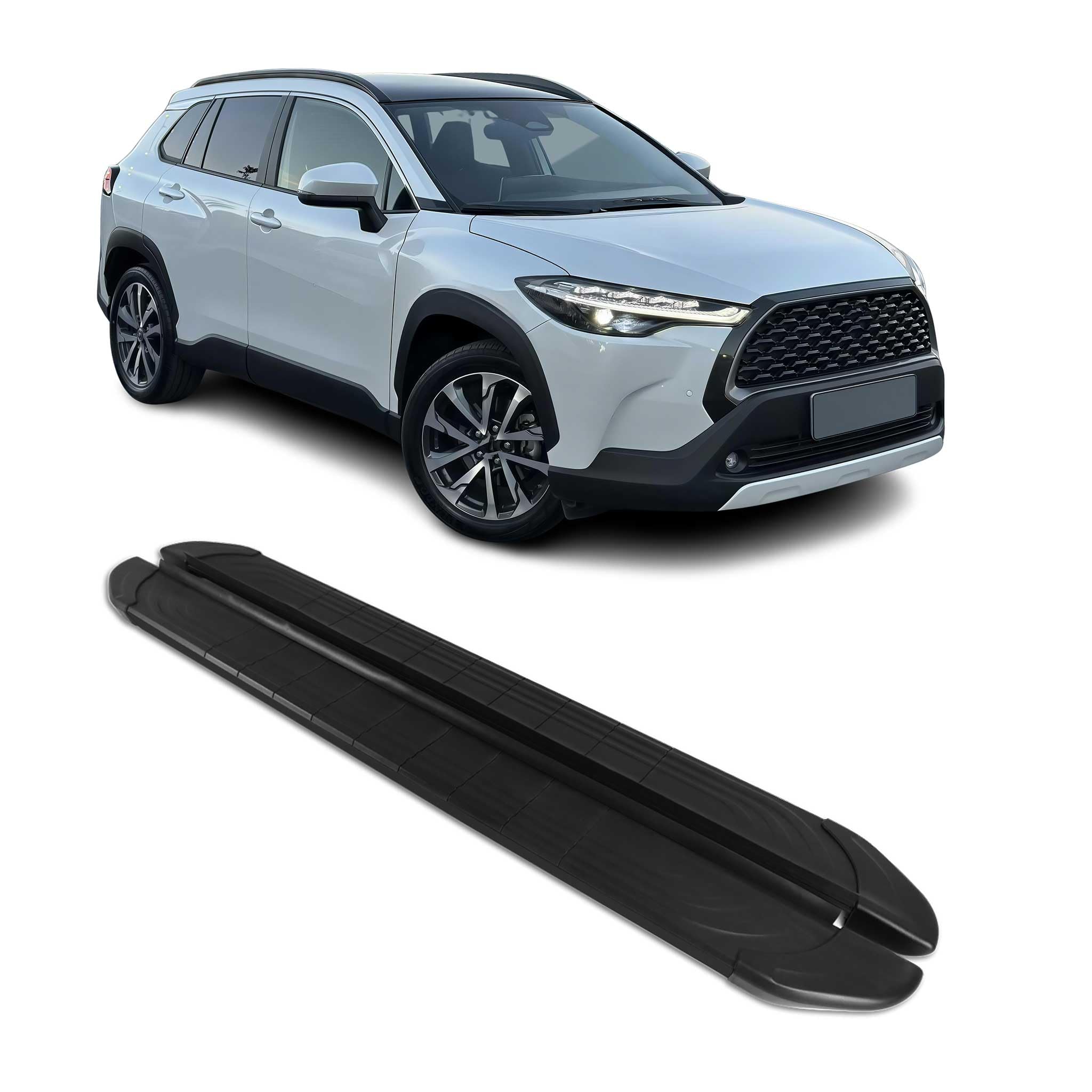 OMAC Sottoporta Laterali Pedane Laterali Compatibili con Toyota Corolla Cross 2021-2026 Nero 2 Pz
