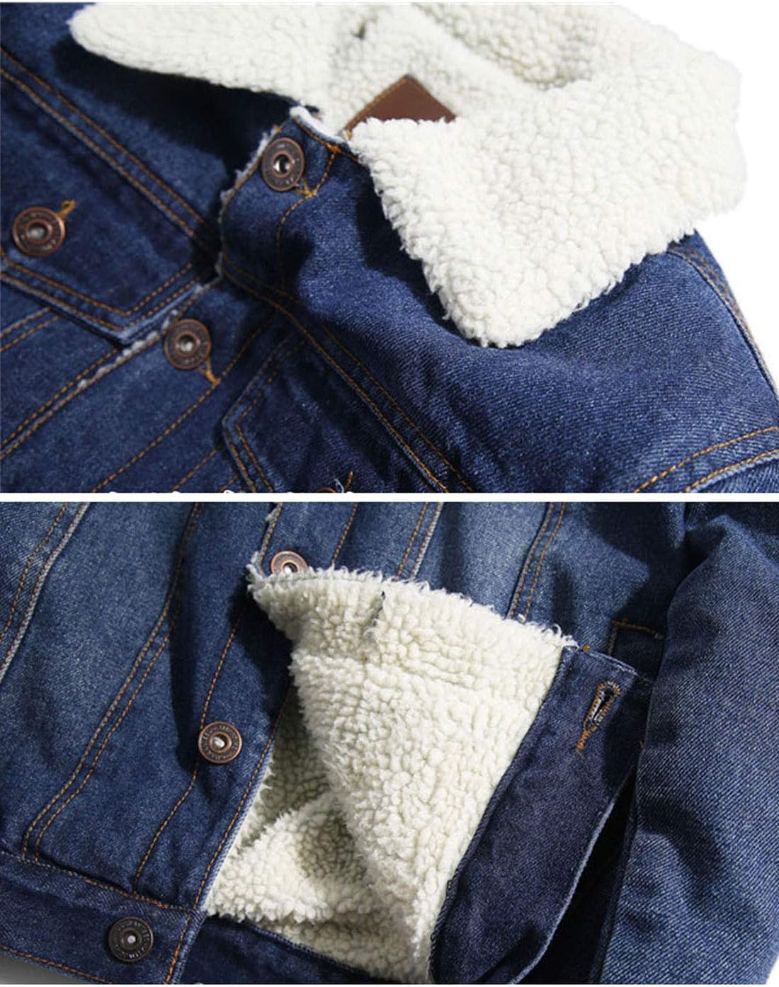 Flygo Men's Casual Winter Warm Sherpa Lined Denim Jean Trucker Jacket Outwear Coat