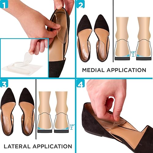 Miniatura 7 de Plantillas de silicona (par), inserciones correctivas de calzado adhesivo para ayudar a alinear el pie y reducir dolor en la rodilla, arco de las
