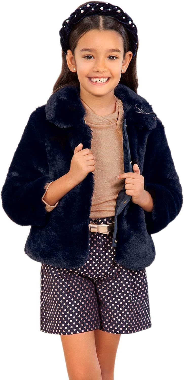 Abel & Lula Faux fur coat for Girls Navy