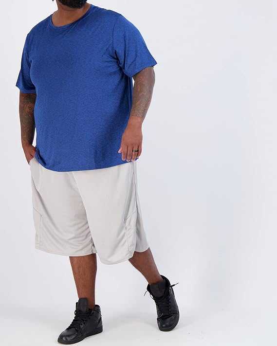 Real Essentials 3 Pack: Mens Big & Tall Short Sleeve Dry Fit Crew Neck T-Shirt - Gym Workout Athletic Running Tee (3XT-5XT)