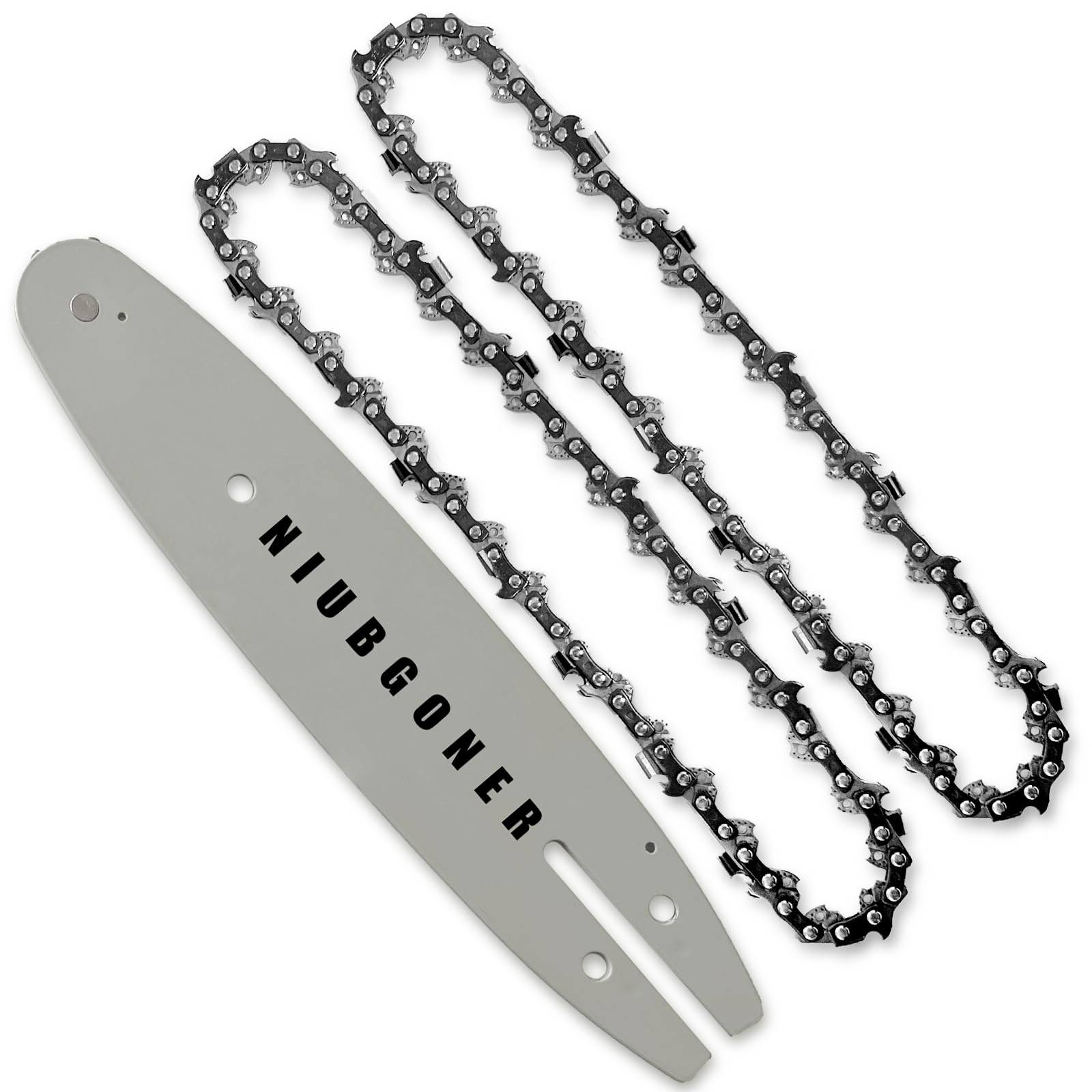 NIUBGONER 8 inch saw guide bar and chain Combo,pole saw tool models replacement for RYOBI P4360,P4361, P5453,RY43161,for Green Works 20192 20302, 20352,for REMINGTON,for DEWALT(Bar& 2 Chains)