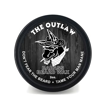 Badass Beard Care Beard Wax for Men - The Outlaw Scent 2 oz - Shea Butter Argan Jojoba Beeswax - Tobacco Vanilla Black Pepper - Medium Hold Beard and Mustache Wax