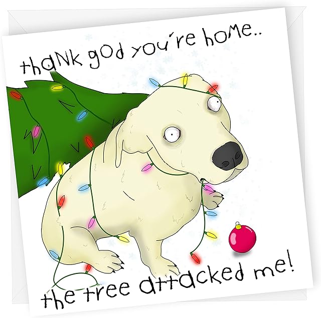 Dog Christmas Cards for Family Members 2022 Xmas Cards - Funny Christmas Cards - Puppy Themed Christmas Card for Dog Owners, Friends and Family Members - Personalised Funny Xmas Cards