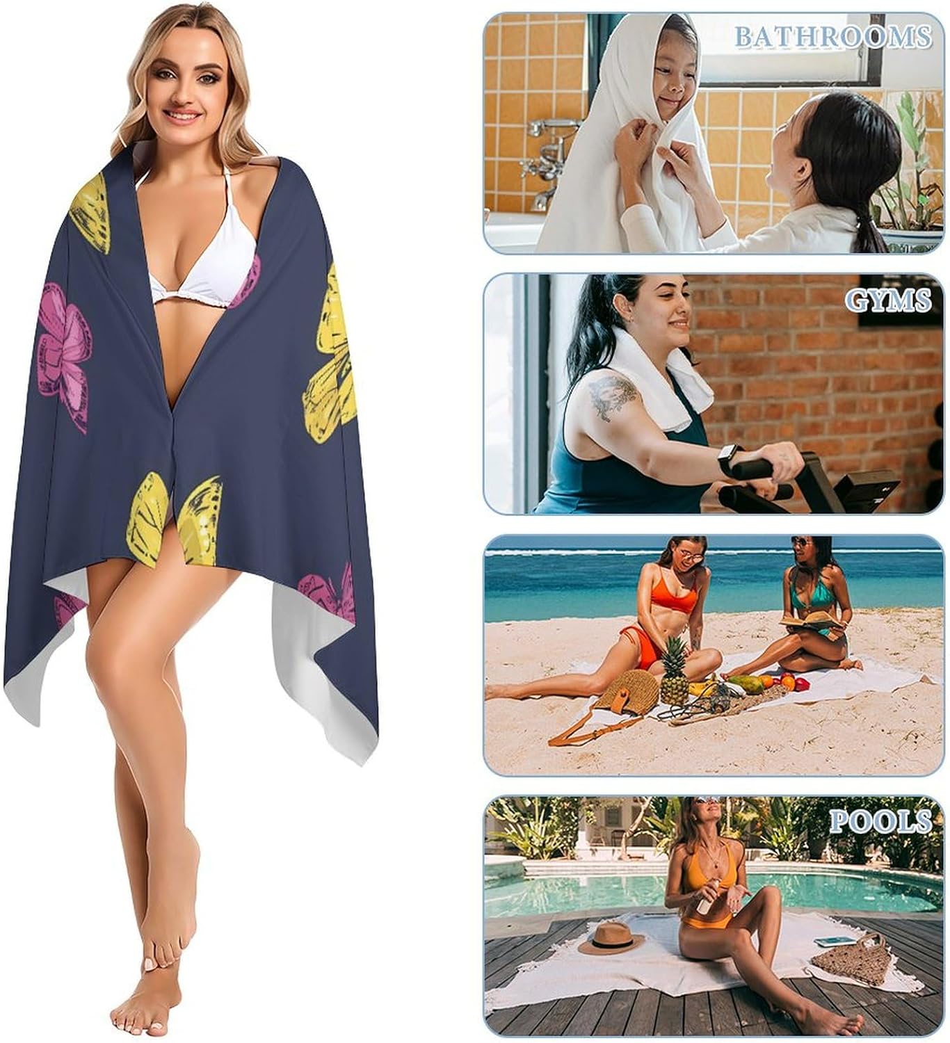 Cross Skull Navy Bath Towel Beach Towels Quick Dry Oversized Bath Blanket Highly Absorbent Towel for Women Men 160x80cm