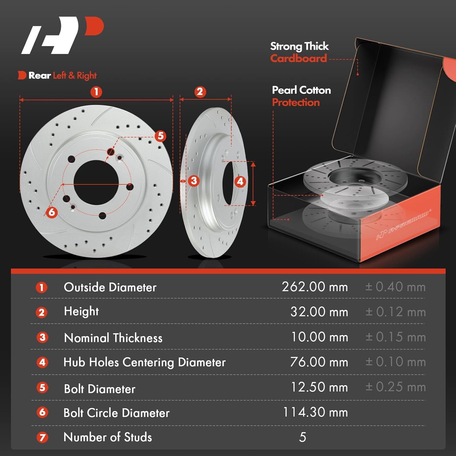 A-Premium Front and Rear Drilled and Slotted Disc Brake Rotors + Ceramic Pads Kit Compatible with Select Hyundai Models - Elantra 2017 2018 2019 2020, 12-PC Set