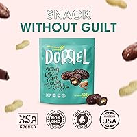 Vista 5 de DORREL - Dátiles cubiertos de chocolate negro belga (Medjool) con relleno de cacahuetes salados, bocadito de chocolate vegano de alta energía