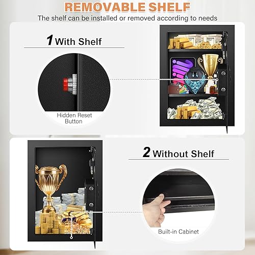 Miniatura 4 de Caja fuerte de pared ignífuga de 25.6 pulgadas de alto entre los postes de 16 pulgadas, cerradura de combinación resistente en la pared con 2