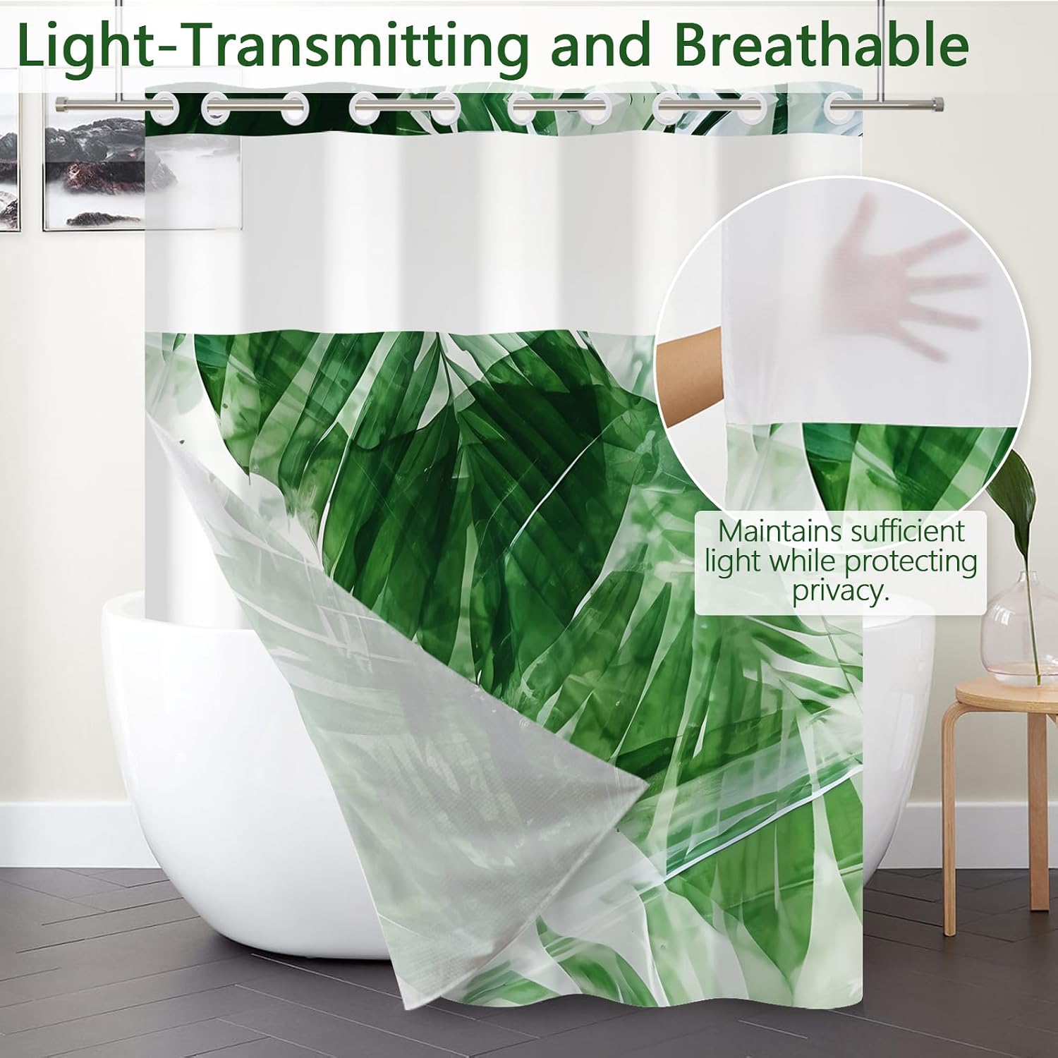 Tropical Shower Curtain with Snap in Liner 71x74 Inch image 5