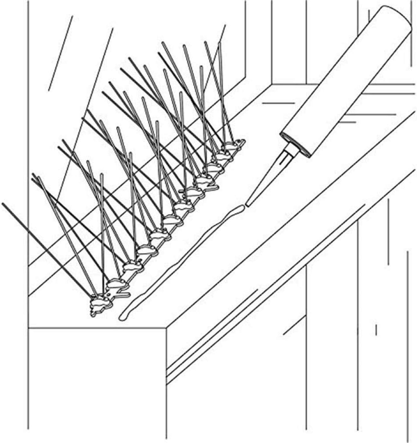 Aspectek Plastic Polycarbonate Bird Spikes Kit with Adhesive Glue, Pigeon Repellents Covers 10 Feet