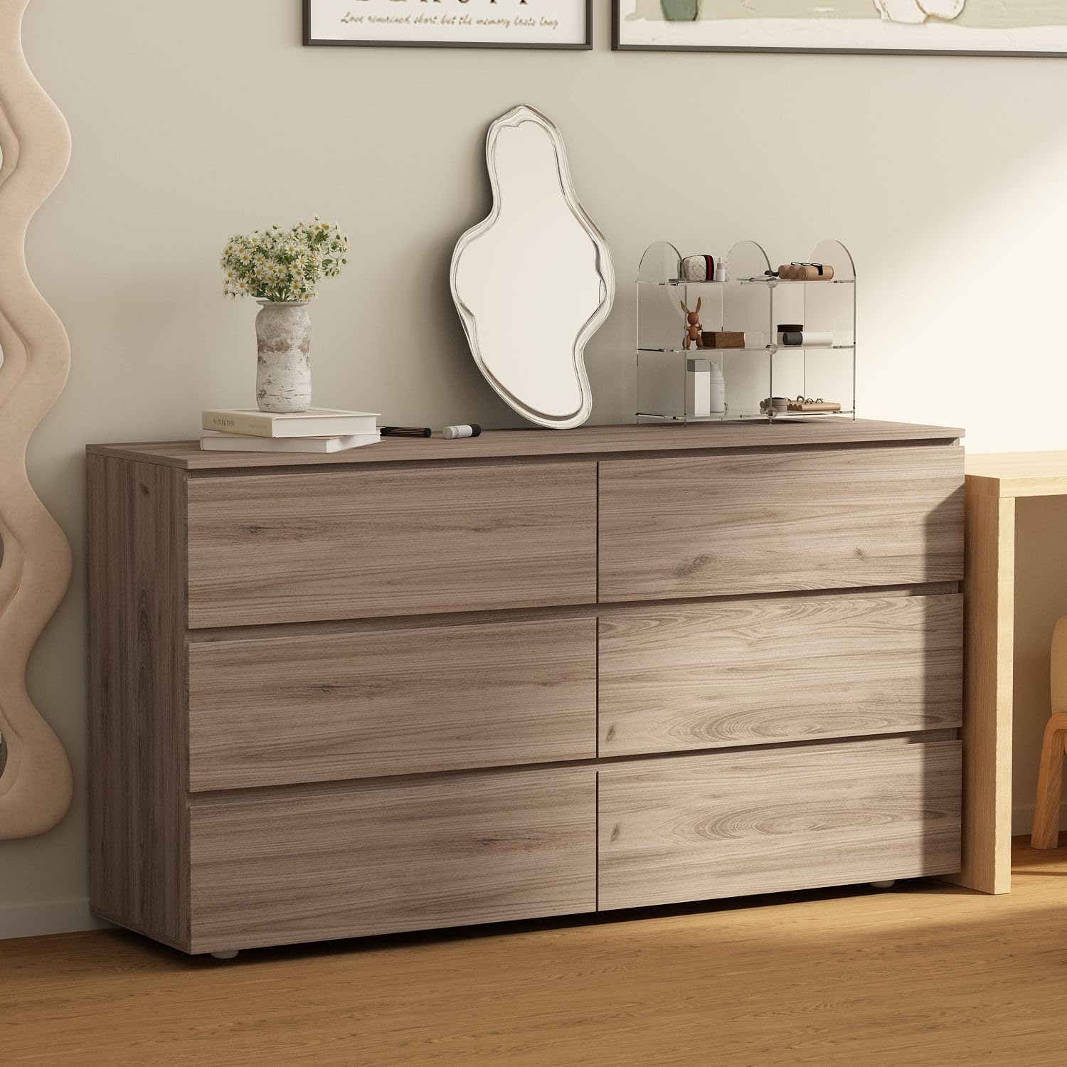 FAMAPY Chest of Drawers Dresser No Handles, 6 Drawer Chest