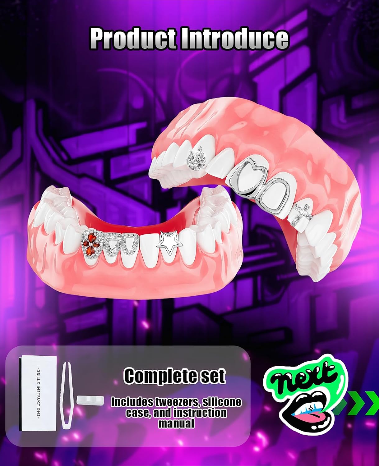 6PCS Grills for Your Teeth, Gold Tooth Grillzs Jewelry Caps for Women & Men (Sliver)