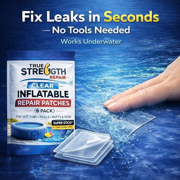 Inflatable Repair Patches – Underwater Pool & Hot Tub Repair Kit, Clear Invisible Patch, No Drain Instant Fix for Air Beds, PVC & Vinyl - 2