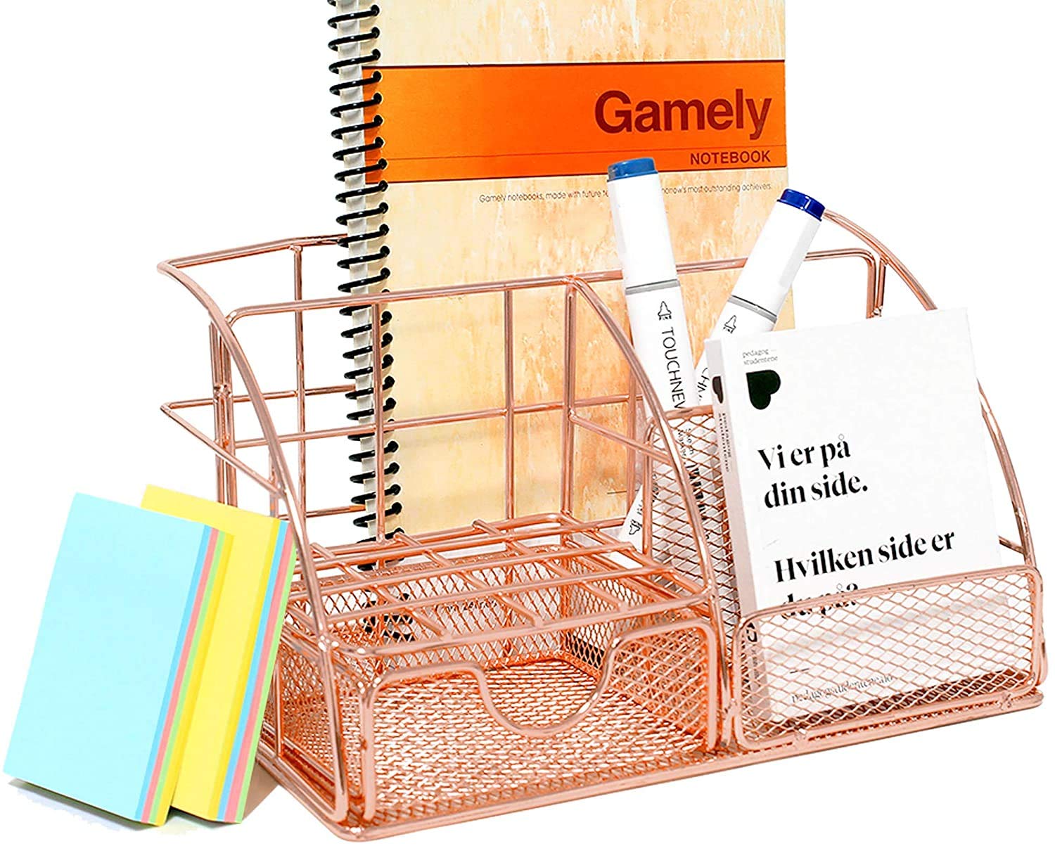 Desk Organiser, Qualsen Desk Accessories, Stationary Supplies Desk Tidy Organiser Stationary Organisers Pen Pot Pen Holder for Desk, Rose Gold Office Accessories Cute School Supplies Desk Storage