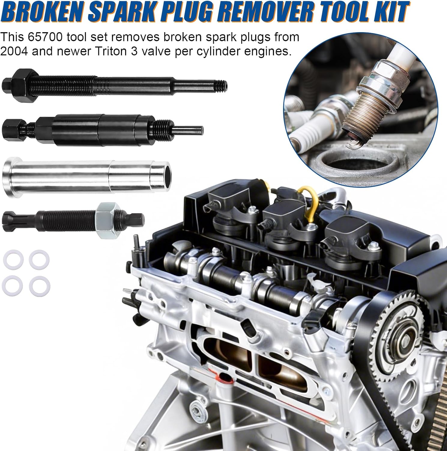 65700 Broken Spark Plug Remover Tool Kit