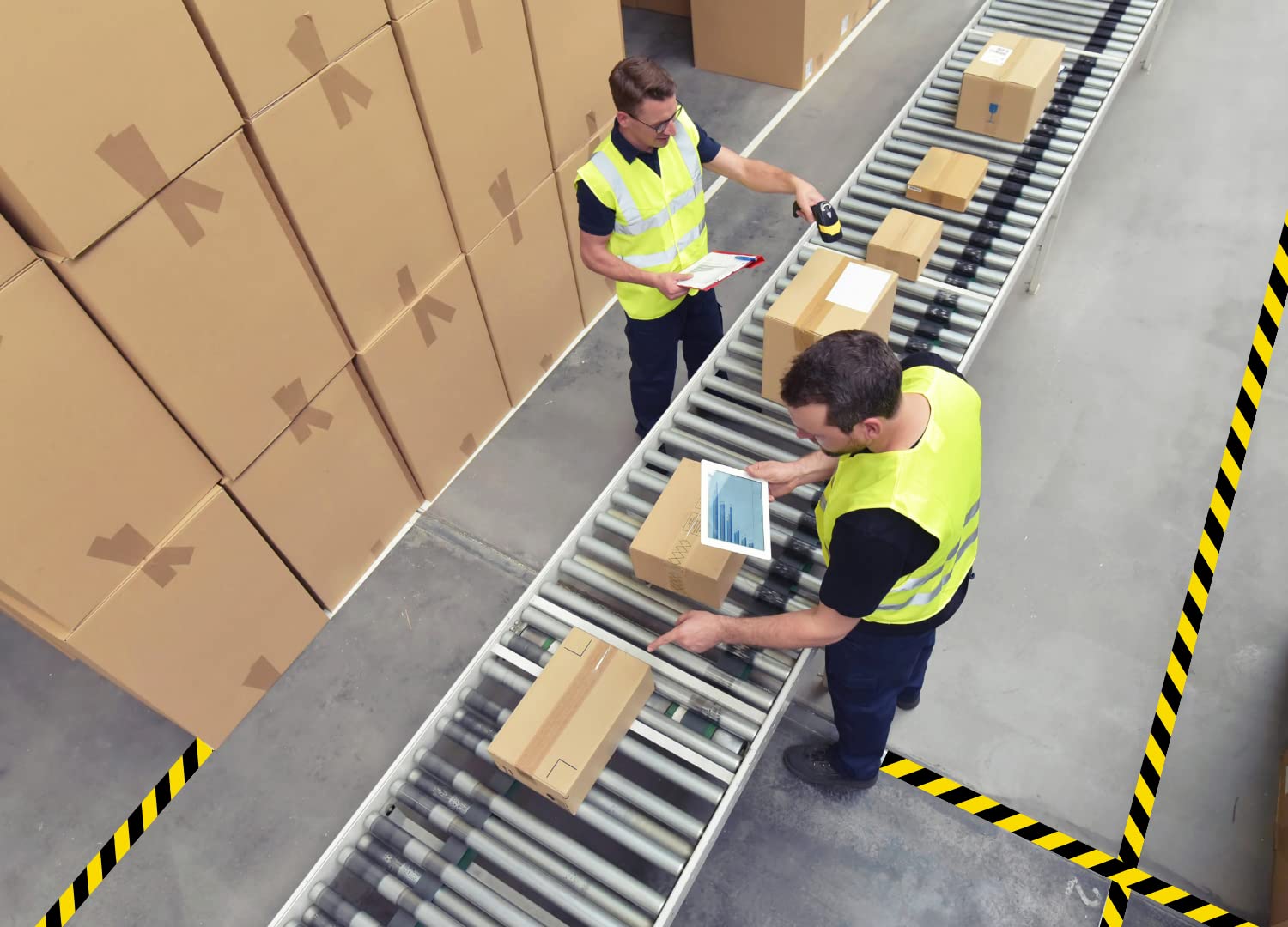 Nastro Adesivo Segnaletico Giallo/Nero - 50mm X 33m - Per Pavimenti E Aree Pericolose - Foto 4