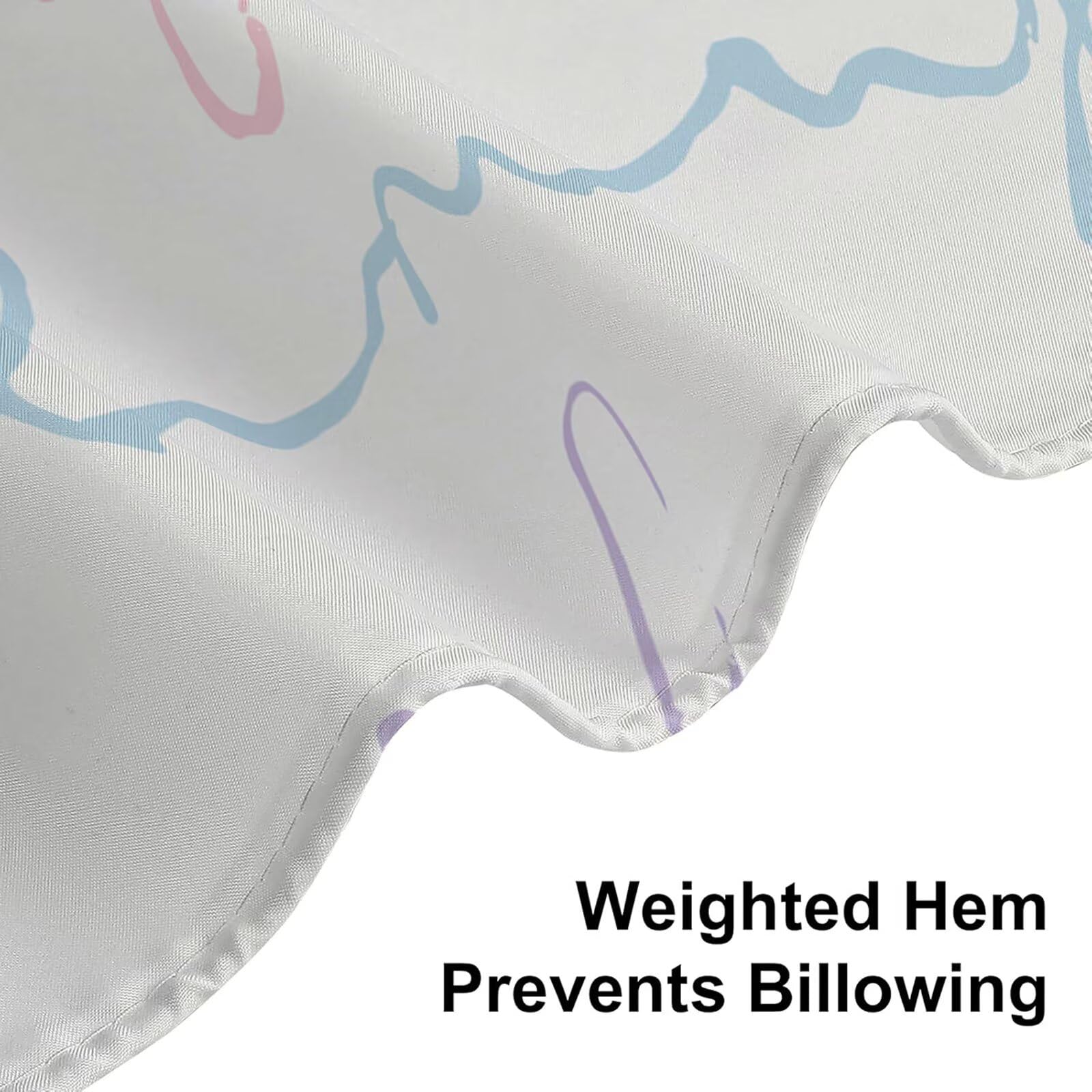 Rideau de Douche 180x220 cm - Tissu Polyester Imperméable Anti-Moisissure - 12 Anneaux Inclus - Ourlet Lesté pour Stabilité - Lavable en Machine - Idéal de Baignoire et Douche - Simple & Coloré Y1#524