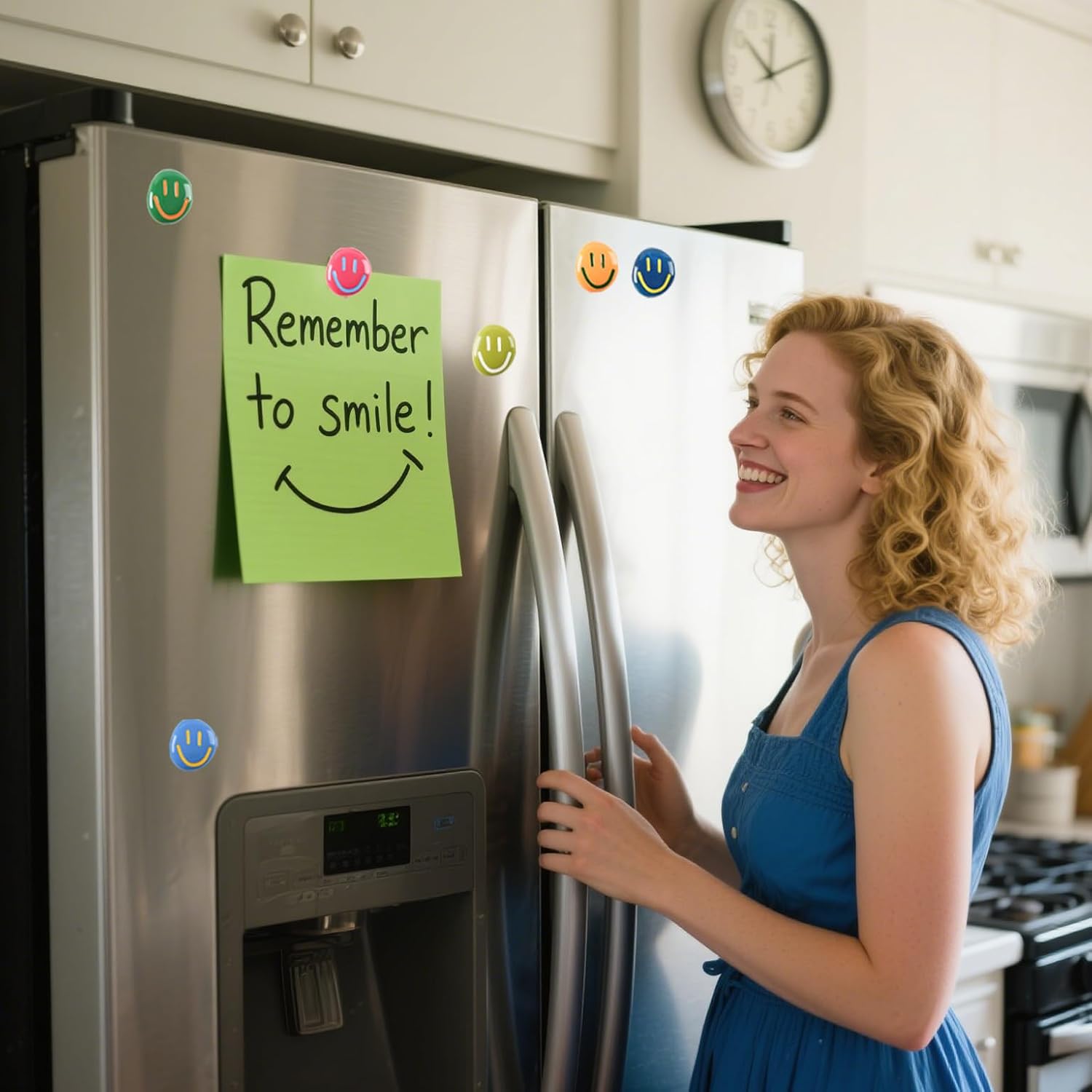 12Pcs Fridge Magnets - Smiley Face Cute Refrigerator Magnets - Colorful Decorative Small Magnets for Whiteboard Locker Cabinet - Classroom Kitchen Office Decor (3mm Magnet Set)- SMILE EVERYDAY image 2