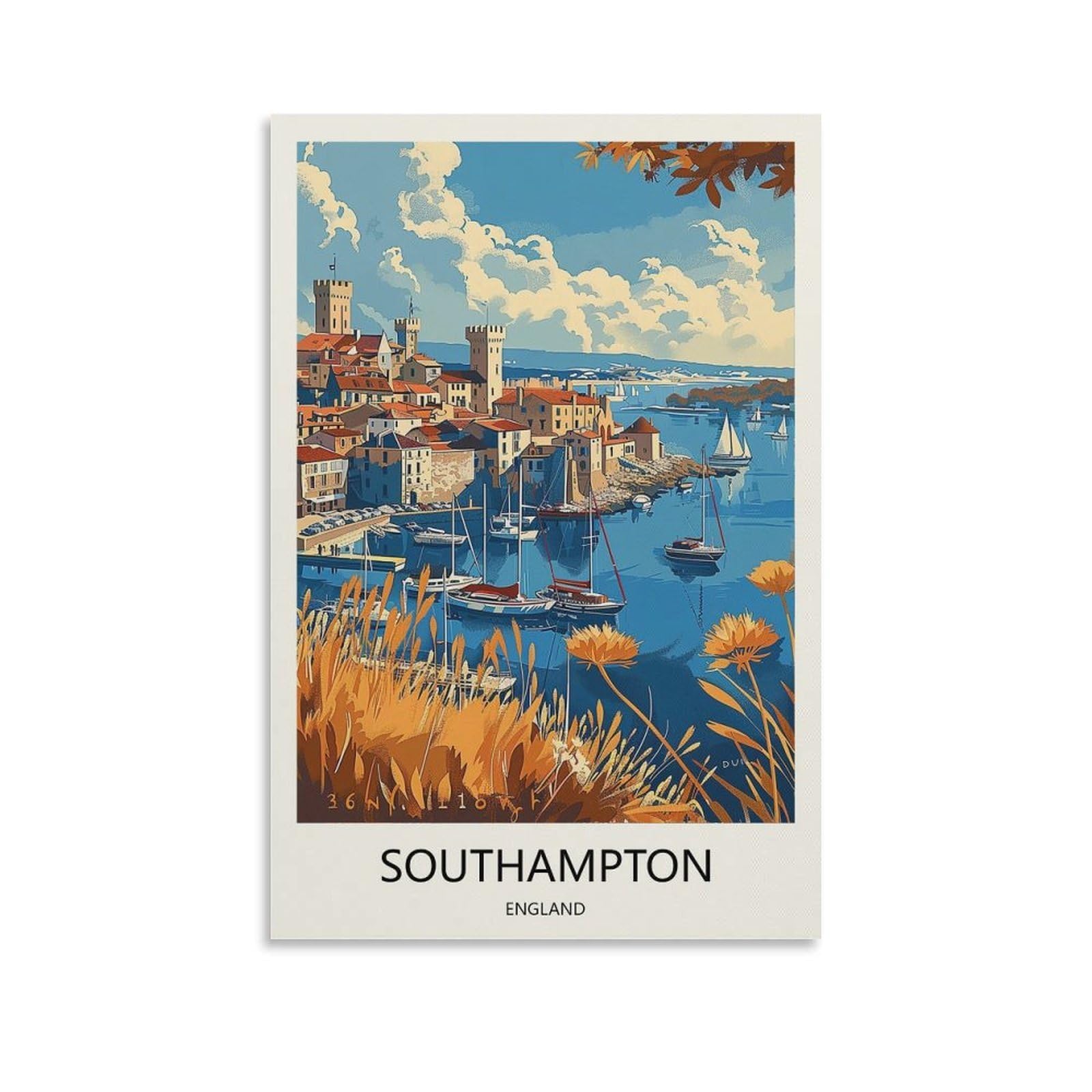 Yjneng Unframe-1 Canvas Art Picture Southampton England Wall Decor Art Painting Posters Modern Family Decorative Poster 20X30inch(50X75cm)