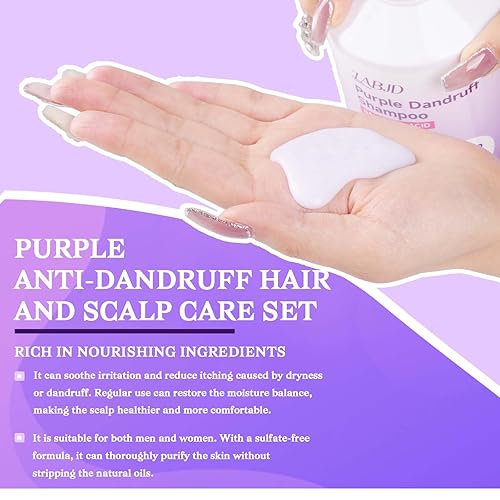 Miniatura 7 de Juego de champú y acondicionador para caspa para mujeres y hombres, limpiador profundo, caspa morada y cuero cabelludo con picazón seca, grado