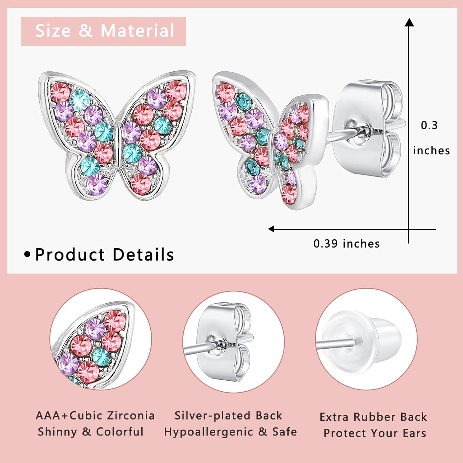 Easter Basket Stuffers-Earrings for Girls,Butterfly Earrings Birthday Christmas Jewelry Gifts for Daughter Granddaughter Niece Butterfly Lover - Image 2