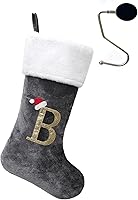 Vista 155 de Soporte para Medias de Navidad con Monograma de 20 Pulgadas Color Rojo Vino con Letras, Medias de Navidad Súper Suaves, Medias Grandes