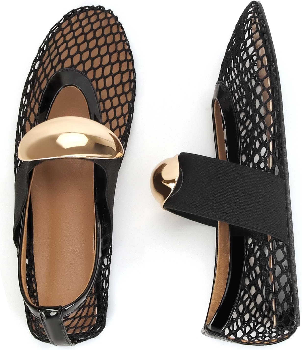 MICIFA Women's Mesh Ballet Flats Fishnet Ballerina Flats Buckle Strap Mary Jane Causal Daily Dress Shoes - Image 5