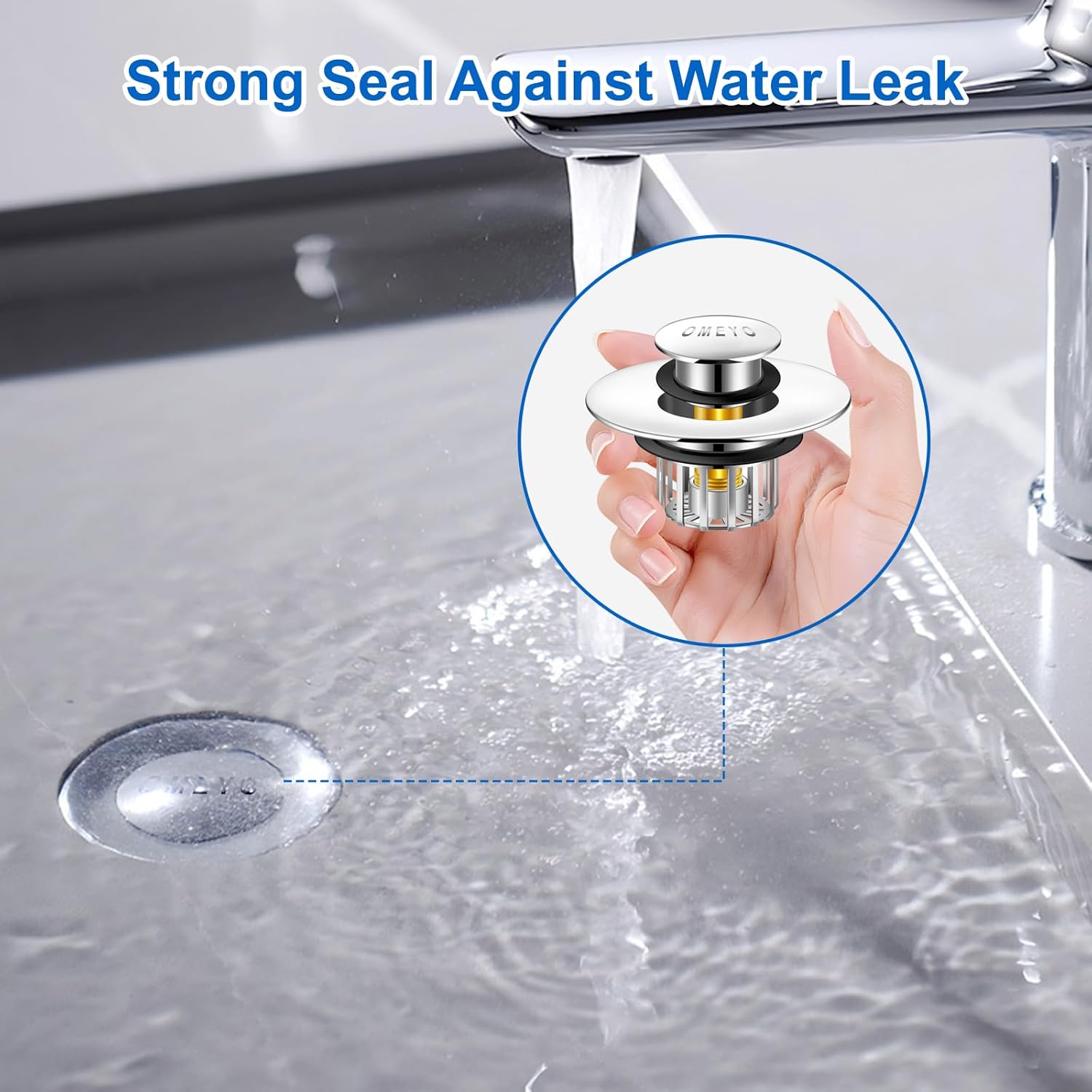 Bathtub Drain Stopper, Pop-Up Tub Stopper with Drain Hair Catcher, Bathtub Plug and Cover with Strainer for 1.5 to 1.8in Tub Drain Hole, Easy to Use - Image 6