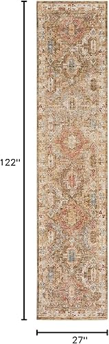 Miniatura 2 de Nourison Petra - Alfombra tradicional tradicional vintage verde de 2.3 x 10.2 pies, fácil de limpiar, no se desprende, para dormitorio, sala de