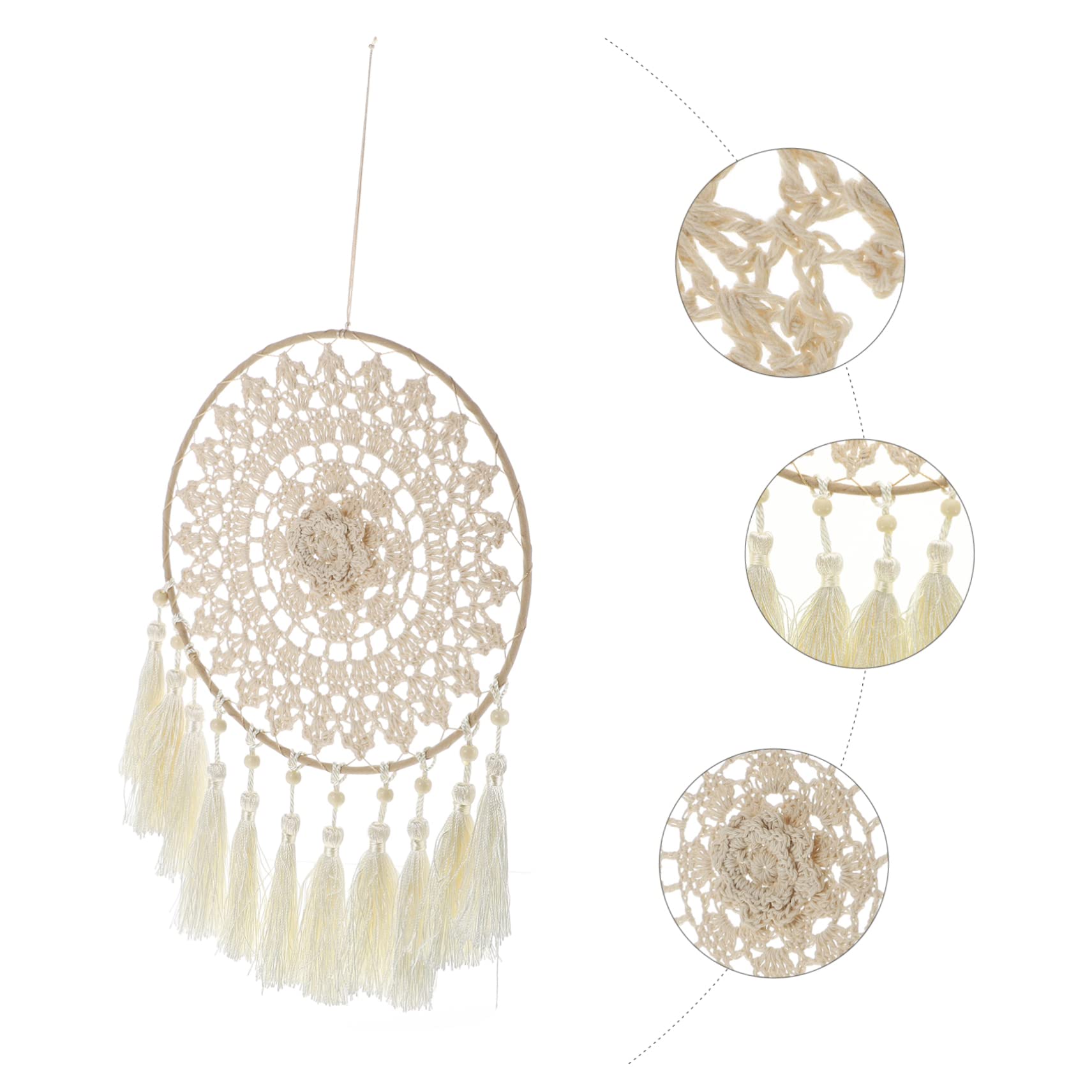 STOBAZA 1Pc Creative Crochet Dream Catcher with Beautiful Tassels for Wall Decor Handmade Woven Design for Home Room and Bedroom Decoration Boho Style