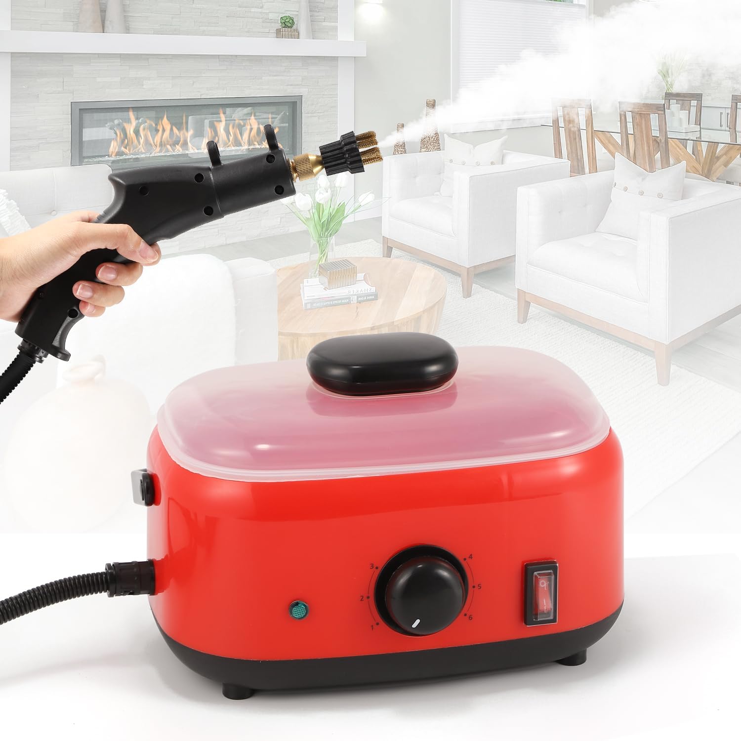 High Pressure 1600W Handheld Steam Cleaner 1.5L Portable Steamer for Cleaning Grout Tile, Ready in 15s High Heat to 230℉, Steamer Cleaning Machine for Home Use Car Auto Kitchen Bathroom