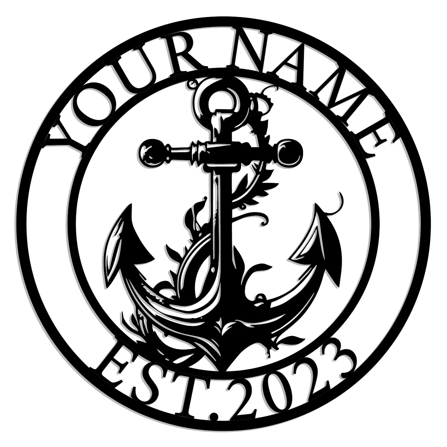 Kissesuu Style-6 Custom Anchor Metal Wall Art,Personalized Gps Anchor Compass Metal Wall Art,Personalized Nautical Name Sign,Boating Anchor Metal Sign, Anchor Name Sign, Anchor Wall Hanging Decor, Anchor Gifts