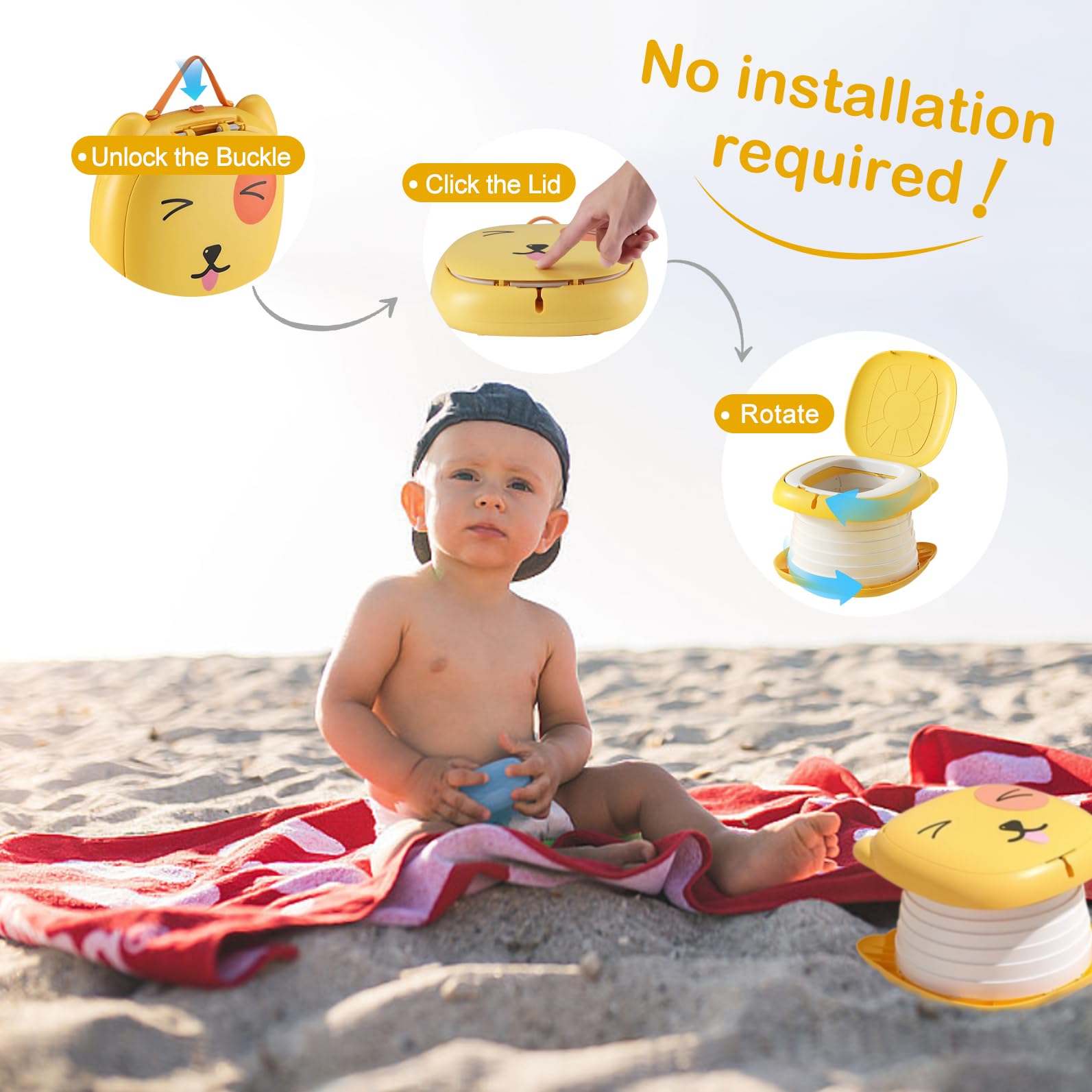 Travel Potty for Toddler Portable Foldable Potty Training Toilet for Boys Girls Baby Kids Children Indoor Outdoor,Orange - Image 3
