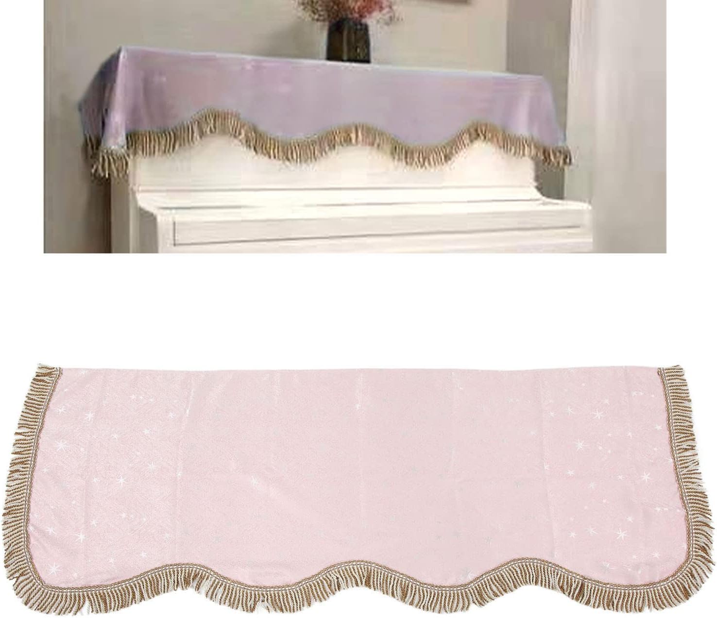 88 Key Piano Cloth,Golden Velvet Piano Cover,Keyboard Protective Cover with Tassel Decoration()