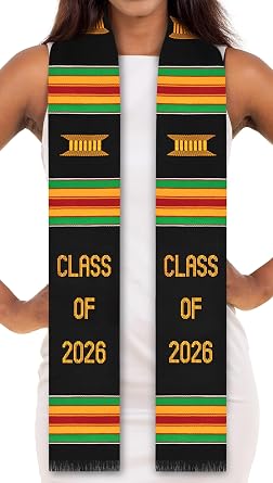 ADVANSYNC Class of 2026 Authentic Handwoven Kente Cloth Graduation Stole