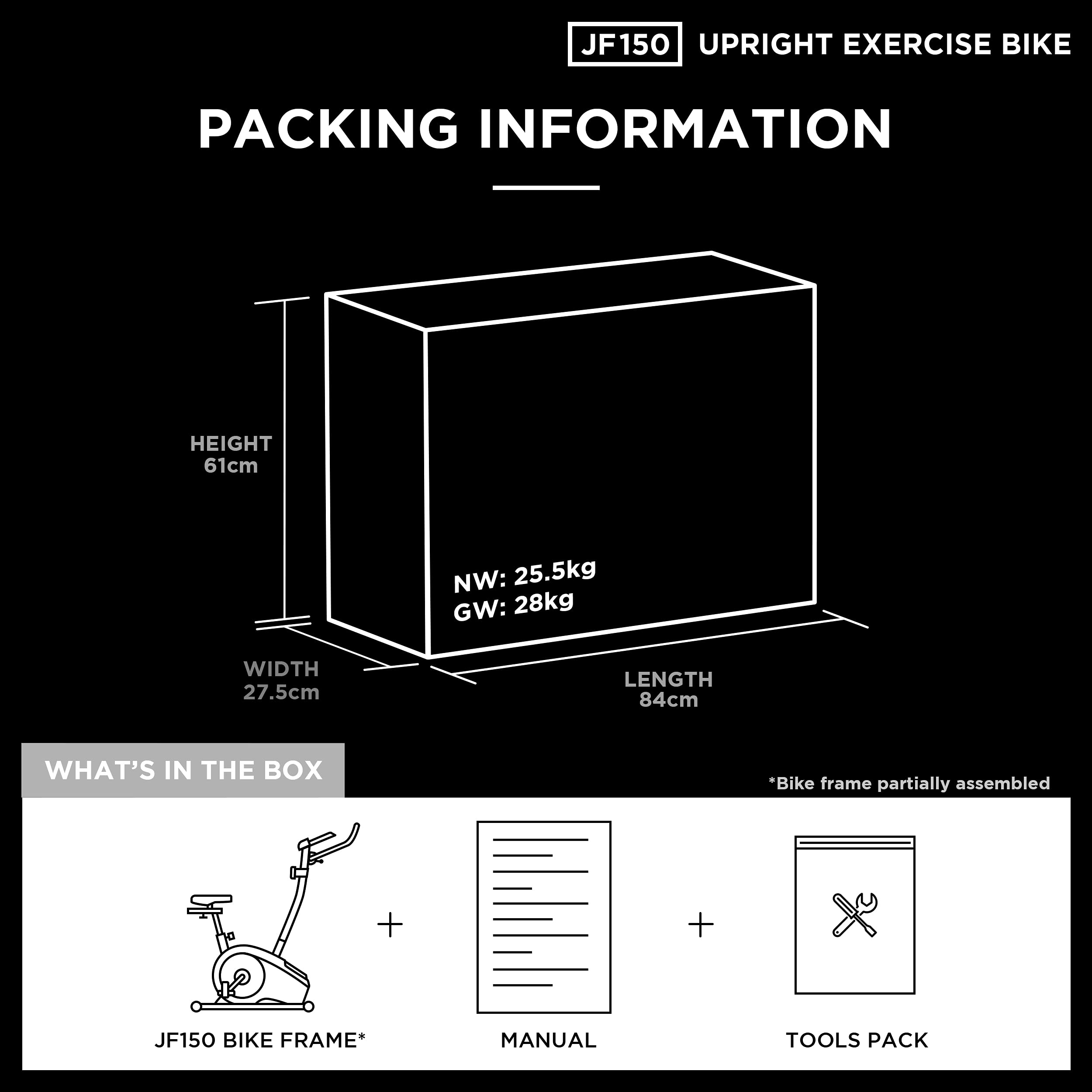 jll jf150 upright exercise bike