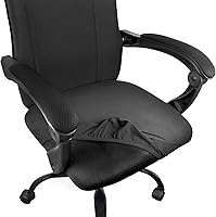 Vista 1 de Thyores 2 Pcs Office Computer Chair Seat Covers, Removable Washable Anti-dust Desk Chair Seat Slipcovers Protectors - Black
