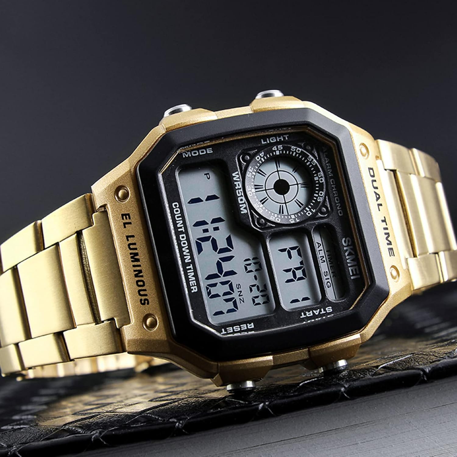 SKMEI Wrist Watch for Men, Digital Sports Waterproof Watch with Dual Time Chronograph Countdown Alarm Backlight - Image 5