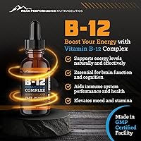 Vista 2 de Gotas sublinguales de vitamina B12. Suplemento dietético líquido de metilcobalamina para una energía constante y aumentada. Las vitaminas B12 son