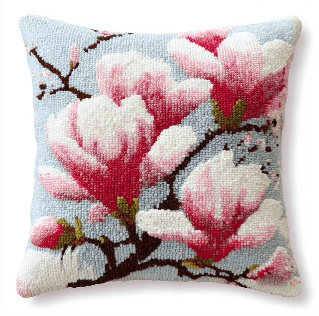 Kitquiver Latch Hook Cushion Kit,Flowers DIY Throw Pillow Cover 43X43Cm