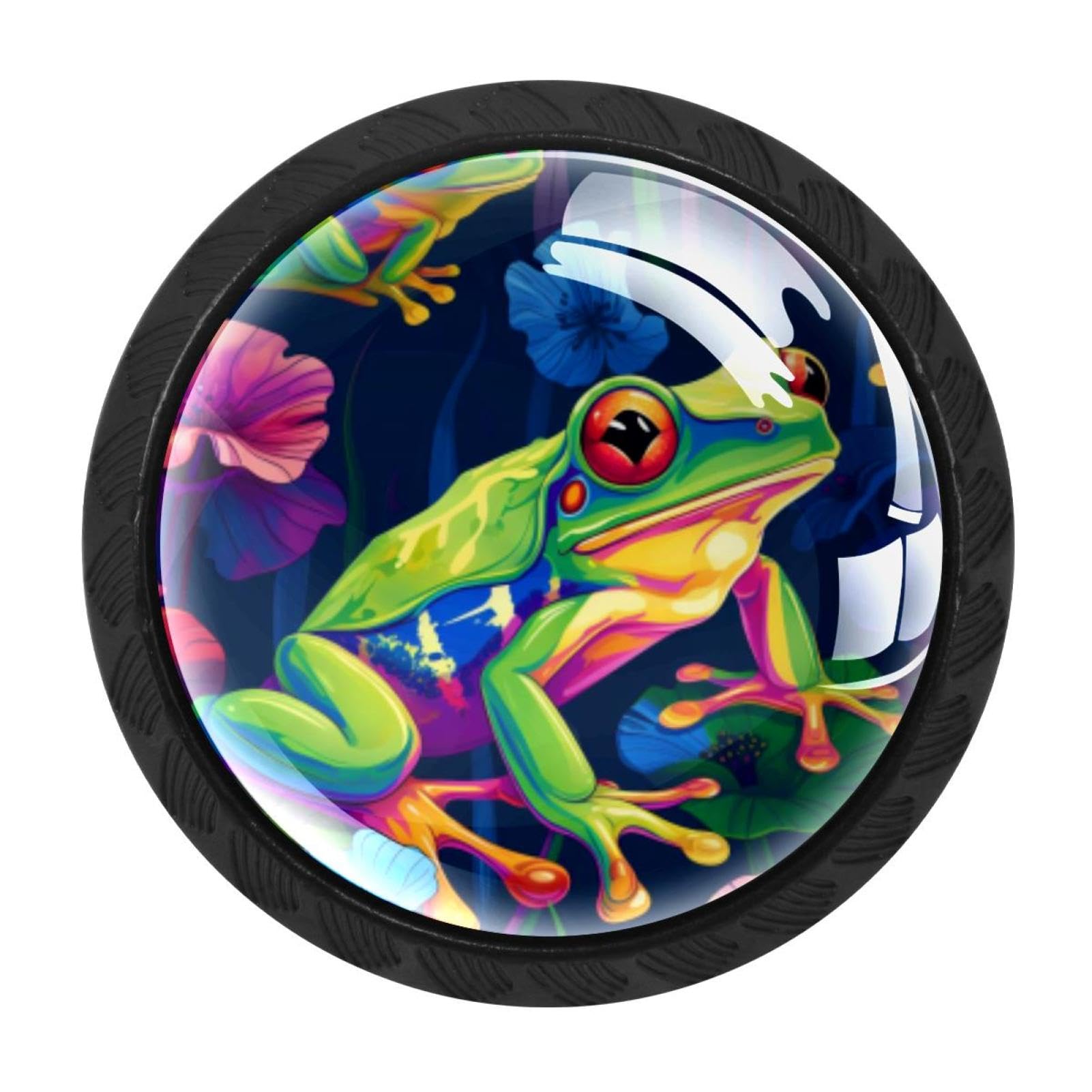 Boutons de placard en verre de 35 mm grenouille de la forêt