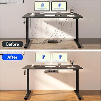 FLEXISPOT Electric Standing Desk 200x80cm Sit Stand Table Height Adjustable Desk with Hook for Home Office, Black