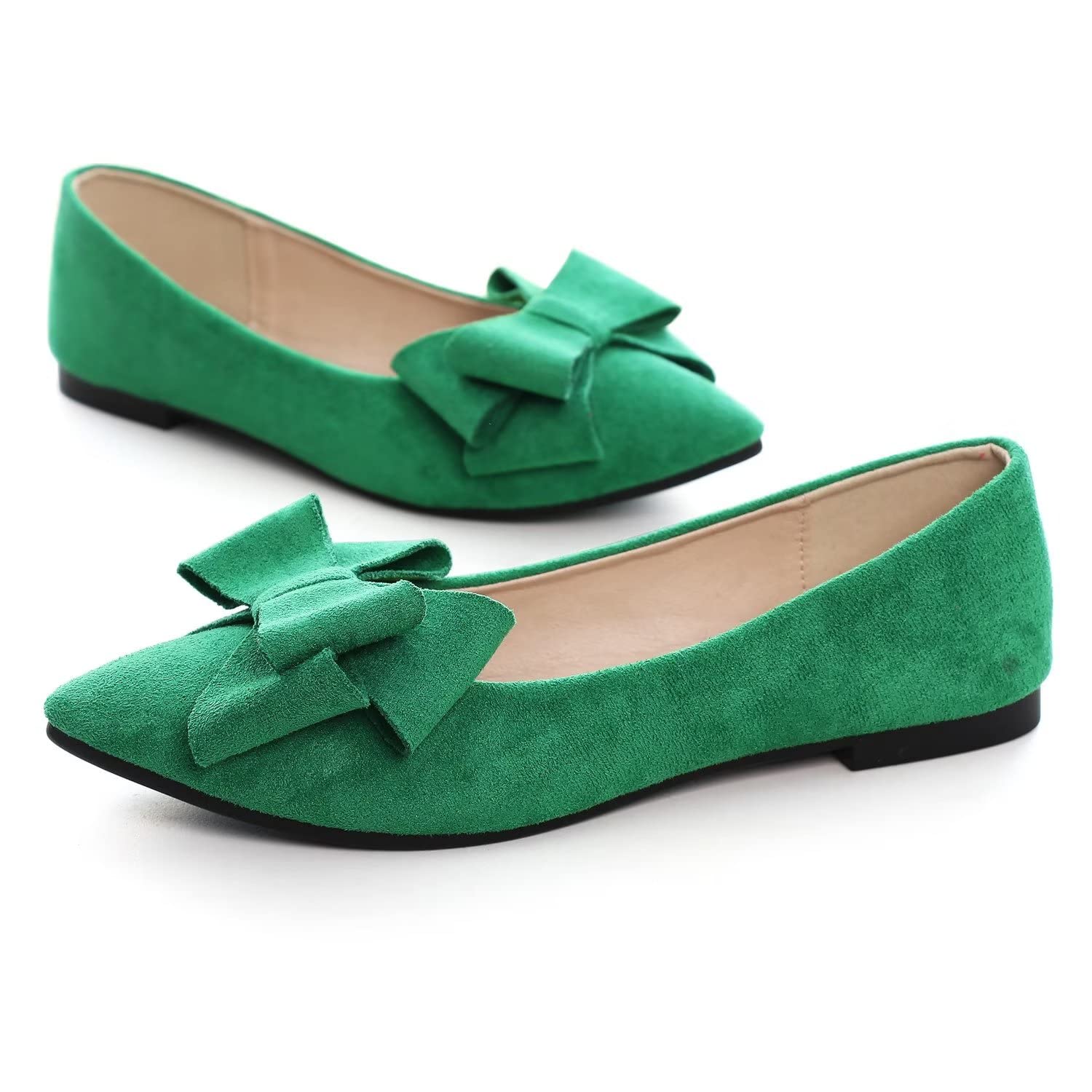 Hee grandFlats for Women Dressy Pointy Toe Ballet Flats Lightweight Foldable Slip on Loafers Soft Leather Comfortable Work Flats