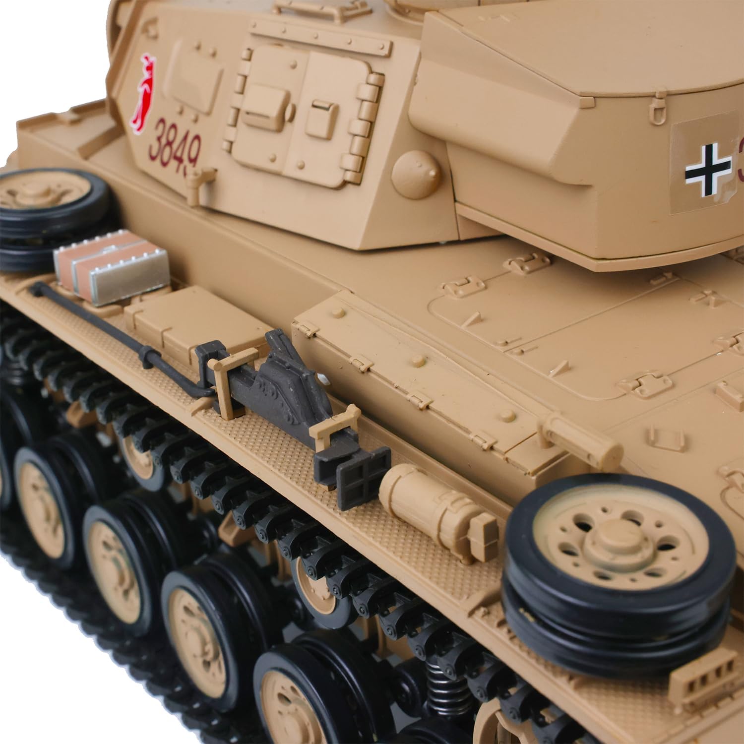 2.4G Heng Long US in Stock, Tank 1/16 7.0 Plastic German Panzer Iii H RTR RC Tank 3849 Infrared Combat 340° Rotating Turret BB Shooting Airsoft BB Pellets Idle Smoking Generator Equipped