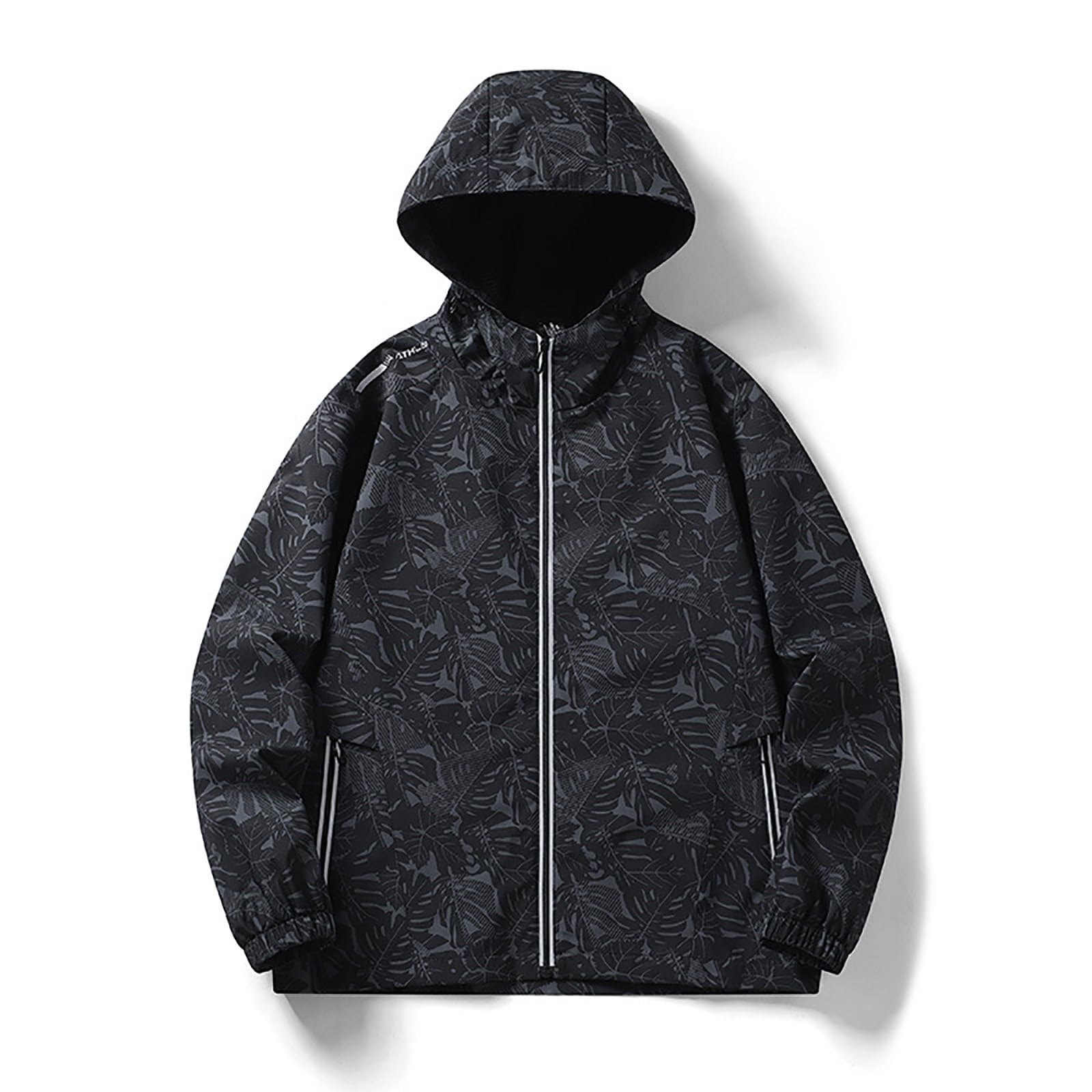 Womens Stylish Raincoat Leaves Print Rain Jacket Fall Lightweight Zipper Up Windbreaker For Hiking S 5Xl Invierno Mujer Cremallera Abrigos Waterproof Chubasquero Impermeable Ropa De Agua